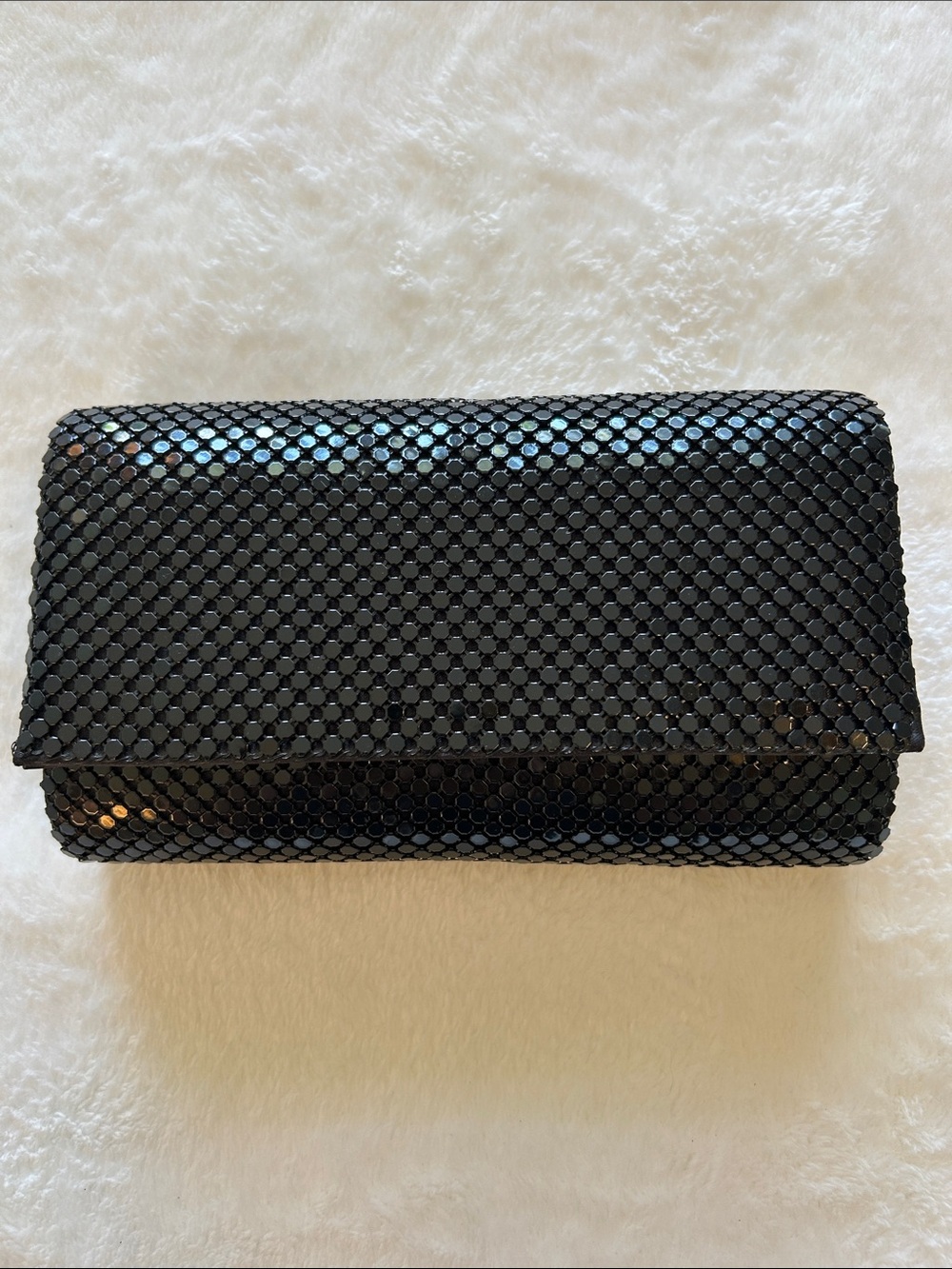Womens Purse-JESSICA
MCCLINTOCK-black 'Metal Mesh Clutch' w/ shoulder strap